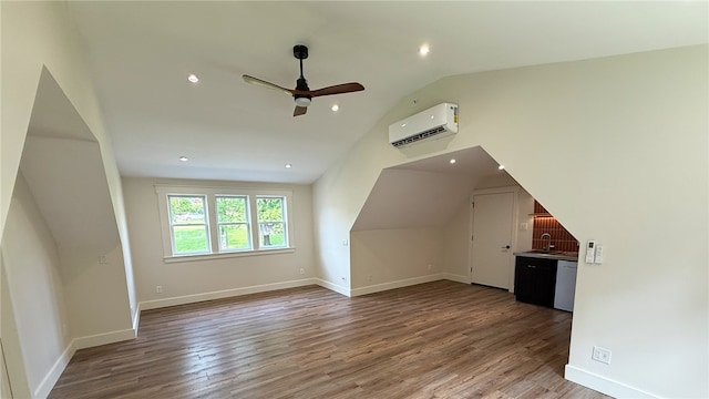 102 Green Vista Dr, Ohio Twp, PA 15237 - bonus room with a wall mounted air conditioner, lofted ceiling, ceiling fan, wood finished floors, and recessed lighting