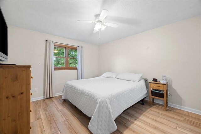 803 E Arcadia Dr, Mccandless, PA 15237 - bedroom with light wood-style floors, baseboards, and a ceiling fan