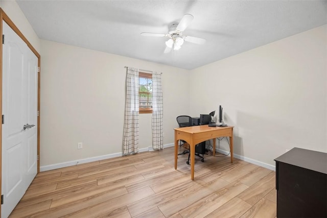 803 E Arcadia Dr, Mccandless, PA 15237 - office area featuring wood finished floors, a ceiling fan, and baseboards