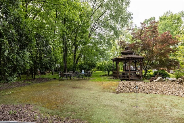 138 Presnar Dr, Neshannock Twp, PA 16105 - view of yard with a gazebo and view of wooded area