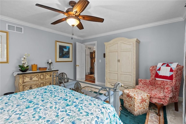 138 Presnar Dr, Neshannock Twp, PA 16105 - bedroom featuring ornamental molding, carpet floors, and a ceiling fan