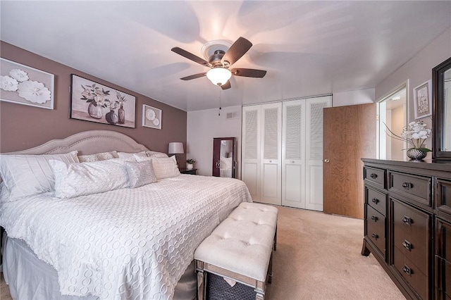 92 Locust Ct, Ross Twp, PA 15237 - bedroom with light carpet, ceiling fan, and a closet