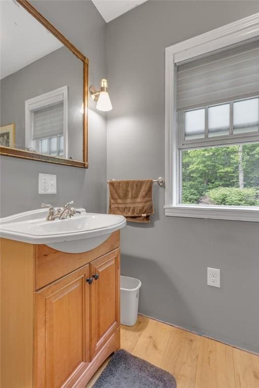 677 Fairlane Blvd, New Galilee, PA 16141 - bathroom with vanity and wood finished floors