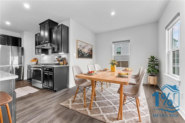 2431 Demare Dr, Bethel Park, PA 15102 - dining area featuring wood finished floors, recessed lighting, and baseboards