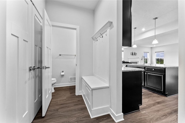 2431 Demare Dr, Bethel Park, PA 15102 - mudroom featuring dark wood-style flooring, baseboards, and recessed lighting