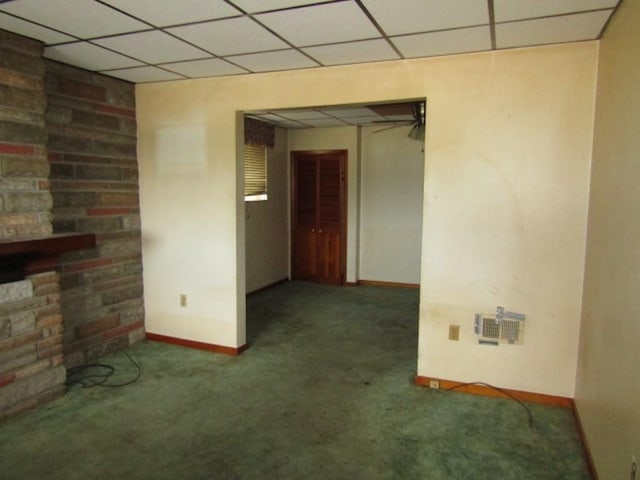 1214 1/2 3rd St, Mckees Rocks, PA 15136 - unfurnished room with a drop ceiling, carpet flooring, and baseboards