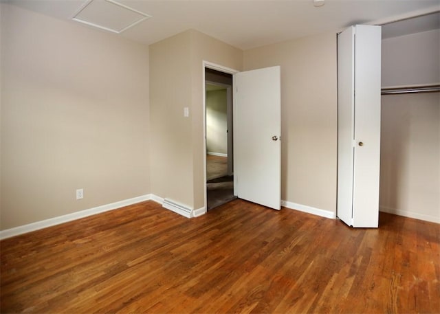 1107 Croxall Ave, Hopewell Twp Bea, PA 15001 - unfurnished bedroom with wood finished floors, baseboards, a closet, and attic access