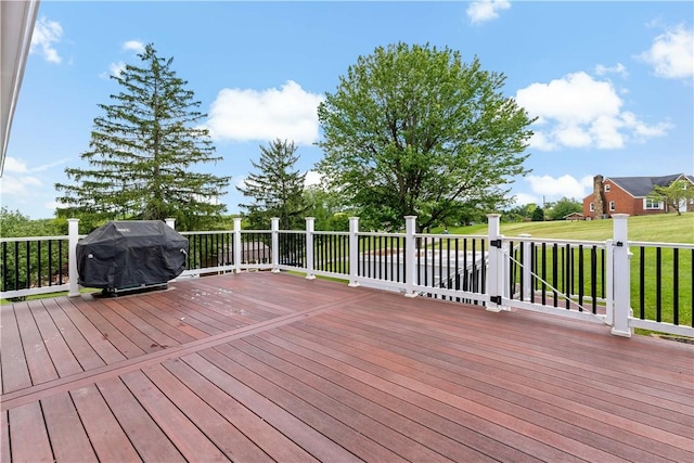 225 Larson Blvd, Rostraver, PA 15012 - wooden terrace featuring a grill and a yard