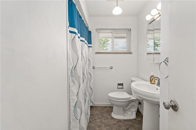 225 Larson Blvd, Rostraver, PA 15012 - full bath with toilet, baseboards, and a shower with shower curtain