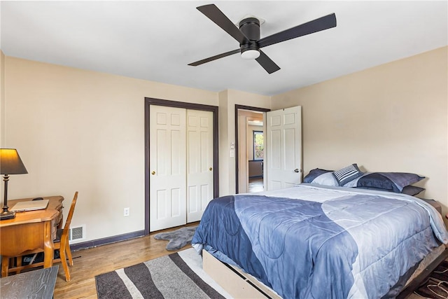 1900 Ardmore Blvd, Forest Hills Boro, PA 15221 - bedroom with wood finished floors, baseboards, ceiling fan, and a closet