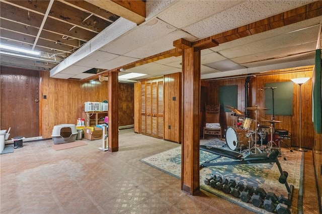 404 Lenox Ave, Forest Hills Boro, PA 15221 - finished basement featuring wooden walls, tile patterned floors, and a drop ceiling