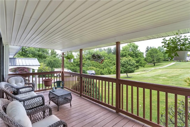 536 Hopewell Rd, Luzerne Twp, PA 15433 - wooden deck with outdoor lounge area and a yard