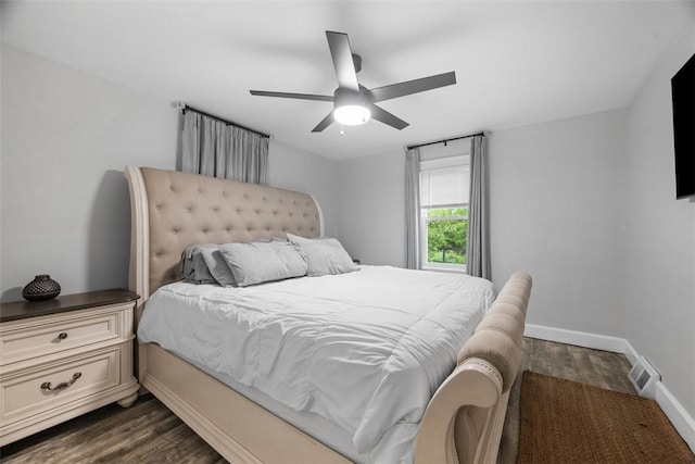 190 Elm St, Daugherty Twp, PA 15066 - bedroom with dark wood finished floors, baseboards, and ceiling fan