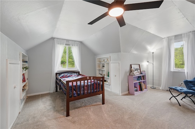 9440 Peebles Rd, Mccandless, PA 15101 - carpeted bedroom with lofted ceiling, ceiling fan, and baseboards