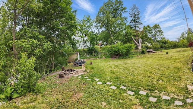 9440 Peebles Rd, Mccandless, PA 15101 - view of green lawn with a fire pit