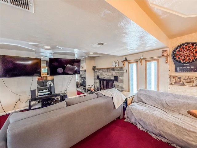 3181 Mellott Rd, Baldwin Boro, PA 15227 - carpeted living room with a stone fireplace