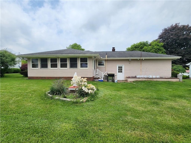 1013 Charles Dr, Union Twp Law, PA 16101 - rear view of property featuring a yard and a chimney