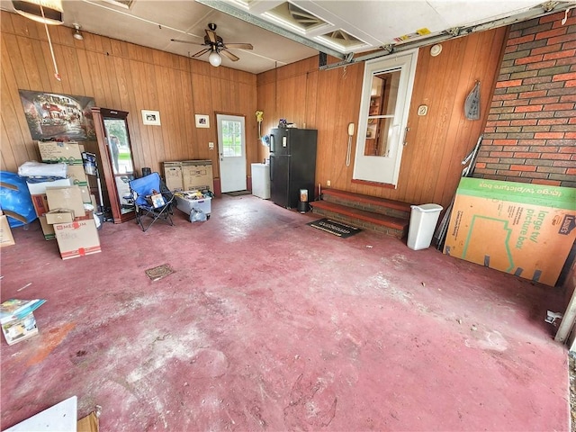 1013 Charles Dr, Union Twp Law, PA 16101 - garage with freestanding refrigerator and wooden walls