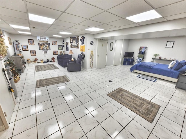 1013 Charles Dr, Union Twp Law, PA 16101 - living area featuring a paneled ceiling and light tile patterned flooring