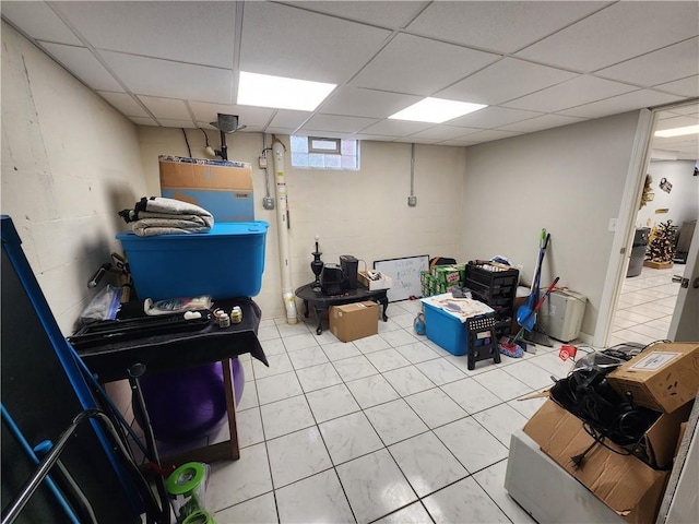 1013 Charles Dr, Union Twp Law, PA 16101 - basement featuring a paneled ceiling and light tile patterned flooring