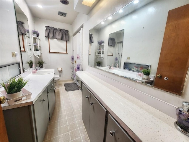 1013 Charles Dr, Union Twp Law, PA 16101 - bathroom featuring toilet, vanity, baseboards, and a shower with curtain