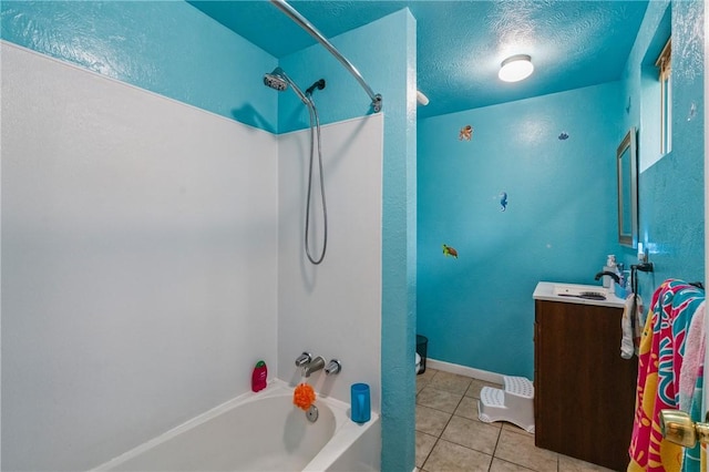 2883 Wilson St N, Franklin Twp, PA 15301 - full bathroom with shower / bath combination, tile patterned flooring, vanity, and a textured ceiling