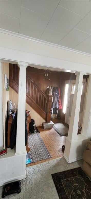 117 Glen Ave, Ellwood City Law, PA 16117 - building lobby with stairs and wooden walls
