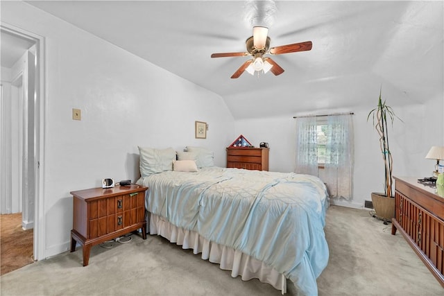 922 Bower Hill Rd, Mt Lebanon, PA 15243 - bedroom with light colored carpet, vaulted ceiling, and ceiling fan