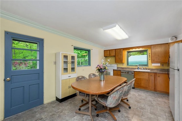 541 W Danville Rd, Oakland Twp, PA 16025 - dining area with plenty of natural light, ornamental molding, and baseboards