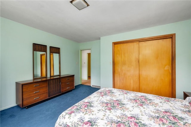 541 W Danville Rd, Oakland Twp, PA 16025 - bedroom with dark carpet, a closet, and baseboards