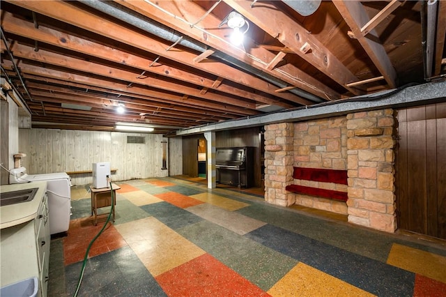 541 W Danville Rd, Oakland Twp, PA 16025 - finished basement with tile patterned floors and independent washer and dryer