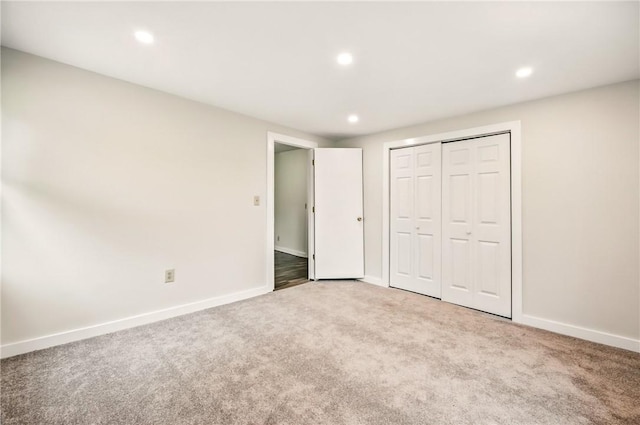 256 Marshall St, Hermitage, PA 16148 - unfurnished bedroom with carpet floors, baseboards, recessed lighting, and a closet