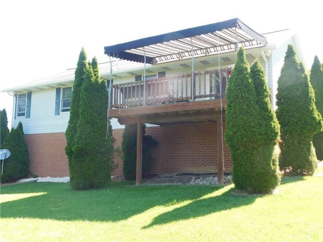 403 Shannon Dr, South Union Twp, PA 15401 - back of house with a yard, a deck, and a pergola