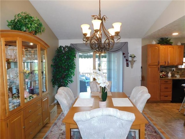 403 Shannon Dr, South Union Twp, PA 15401 - dining area featuring lofted ceiling and a chandelier
