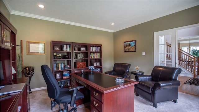 104 Cherokee Ct, Buffalo Twp But, PA 16229 - office featuring crown molding, carpet floors, recessed lighting, and baseboards