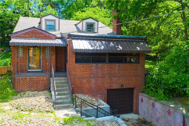 1545 Cooper Ave, Brighton Heights, PA 15212 - view of front of house with a garage, brick siding, a chimney, and roof with shingles