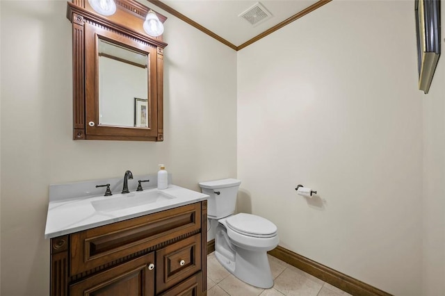 2465 Citation Ct, Franklin Park, PA 15090 - bathroom with ornamental molding, toilet, baseboards, vanity, and tile patterned flooring