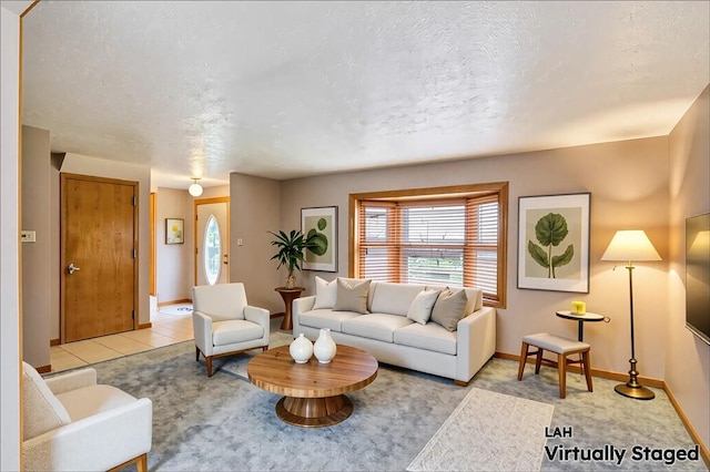 18 Giant Oak, Baden, PA 15005 - living room featuring a textured ceiling and baseboards