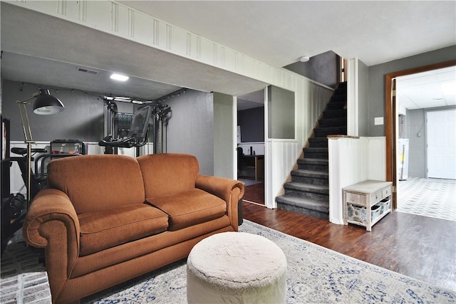 44 Eichelberger Dr, Robinson Twp Nwa, PA 15108 - living area with wood finished floors and stairway