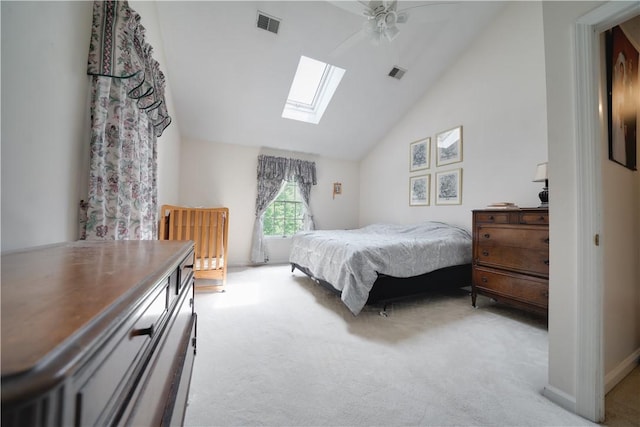 115 Orchard Ave, Rostraver, PA 15012 - bedroom with carpet flooring, a skylight, lofted ceiling, and a ceiling fan