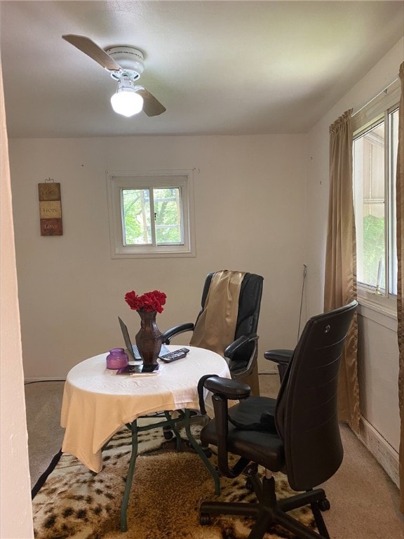 7740 Pershing St, Penn Hills, PA 15235 - carpeted home office featuring ceiling fan