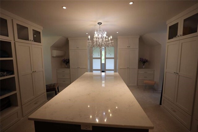 267 Reibold Rd, Forward Twp But, PA 16053 - unfurnished dining area featuring a chandelier, recessed lighting, and carpet flooring