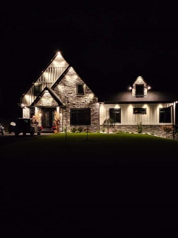 267 Reibold Rd, Forward Twp But, PA 16053 - view of front facade featuring stone siding and board and batten siding