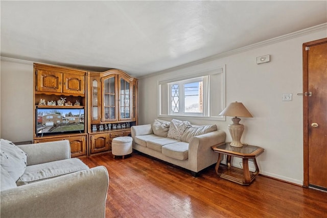 638 Friday Rd, Shaler, PA 15209 - living area featuring dark wood finished floors and crown molding