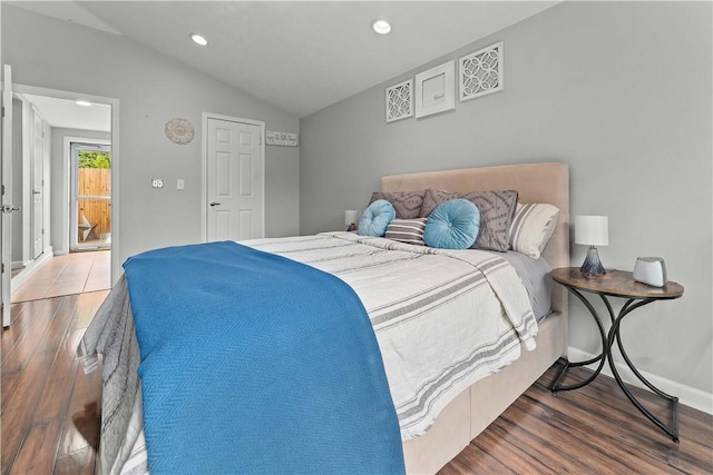 55 Evergreen Ter, Uniontown, PA 15401 - bedroom featuring wood finished floors, lofted ceiling, recessed lighting, and baseboards