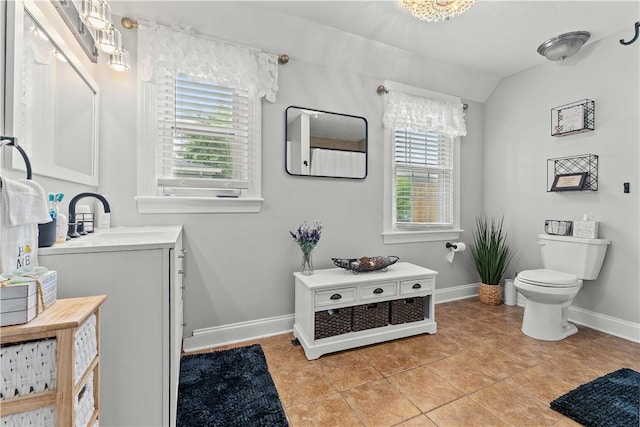 55 Evergreen Ter, Uniontown, PA 15401 - bathroom with baseboards, toilet, tile patterned floors, and vanity