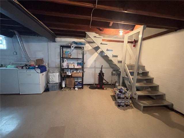 1132 Onondago St, Squirrel Hill, PA 15218 - below grade area featuring independent washer and dryer and stairs