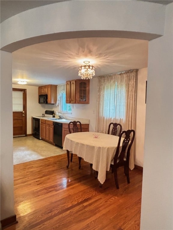 1132 Onondago St, Squirrel Hill, PA 15218 - dining room with light wood finished floors and a chandelier