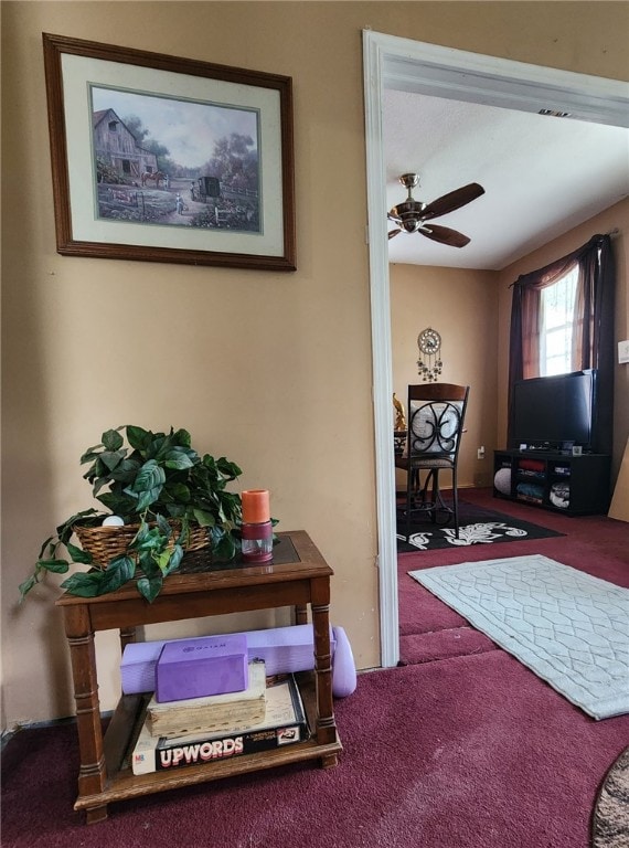 534 Broadway St, Masontown, PA 15461 - entrance foyer with carpet flooring and a ceiling fan