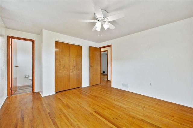 34 Eichelberger Dr, Robinson Twp Nwa, PA 15108 - unfurnished bedroom featuring light wood-style floors, a closet, baseboards, and a ceiling fan